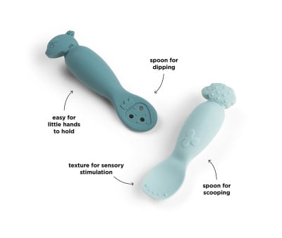 2-Piece Learning Spoons Tiny Farm Blue