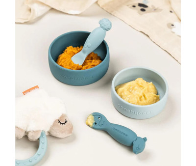 Set 2 Ciotole Silicone Dotti Blue