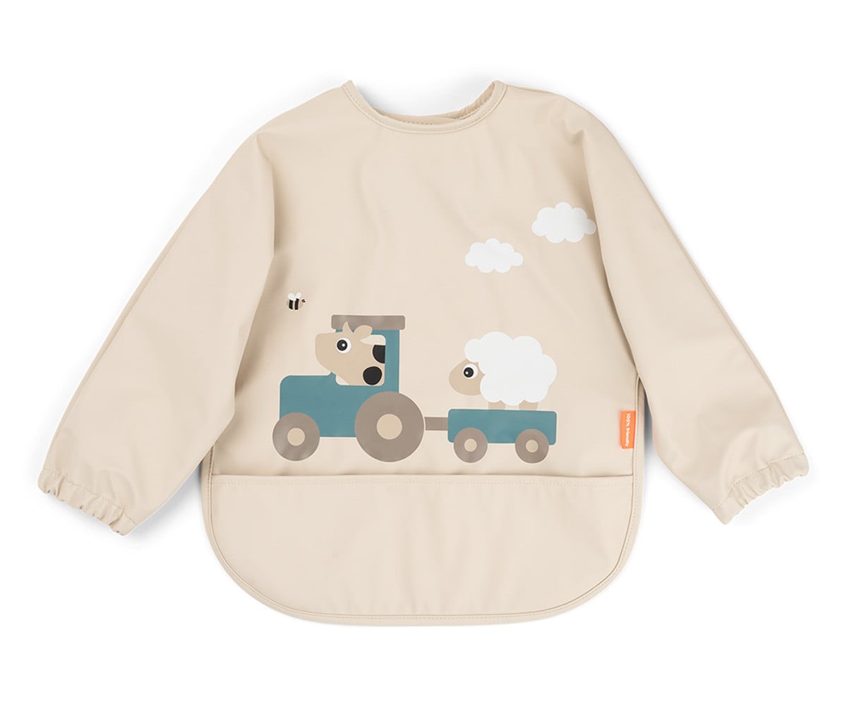 Personalized Long Sleeved Bib Tiny Farm Sand 6-18m