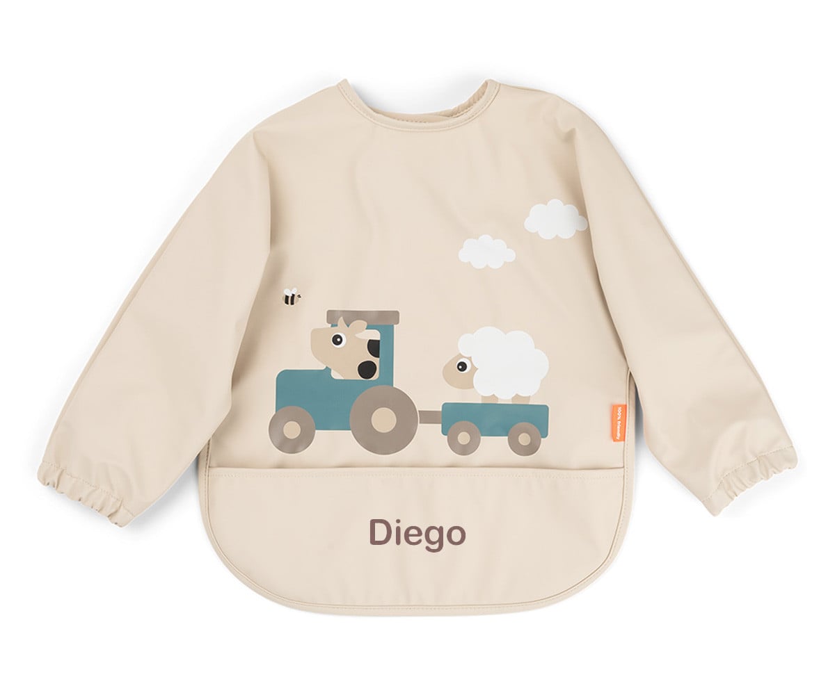 Personalized Long Sleeved Bib Tiny Farm Sand 6-18m