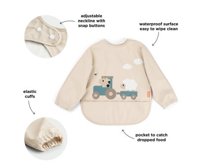 Personalized Long Sleeved Bib Tiny Farm Sand 6-18m