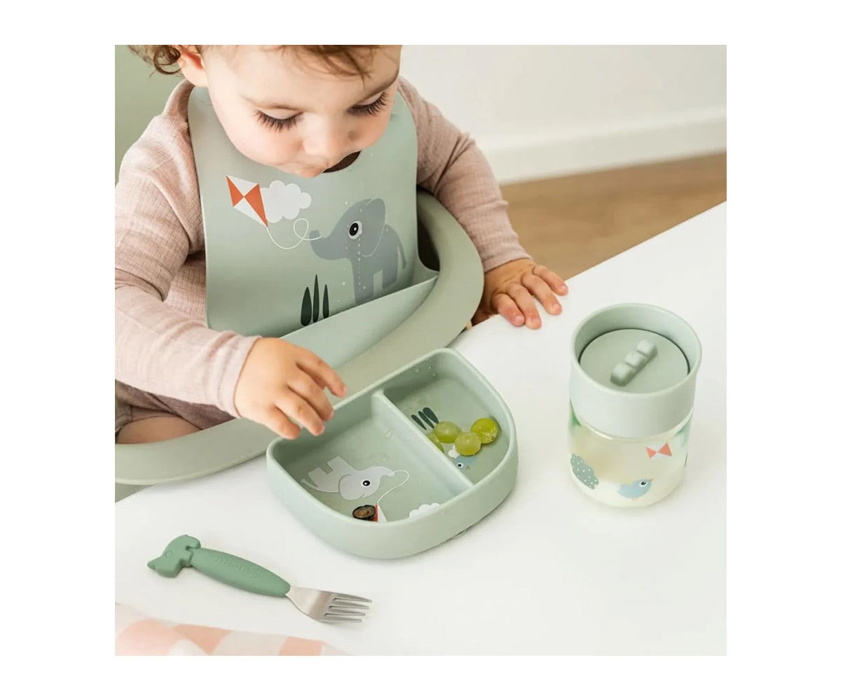 Stick&Stay Plate with Compartments Playground Green