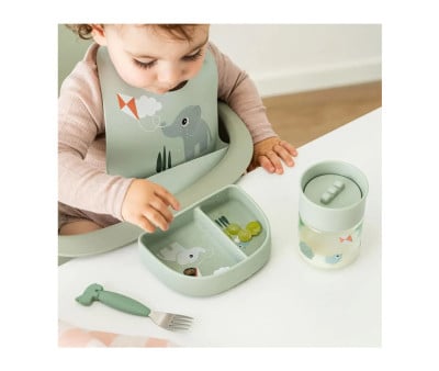 Stick&Stay Plate with Compartments Playground Green