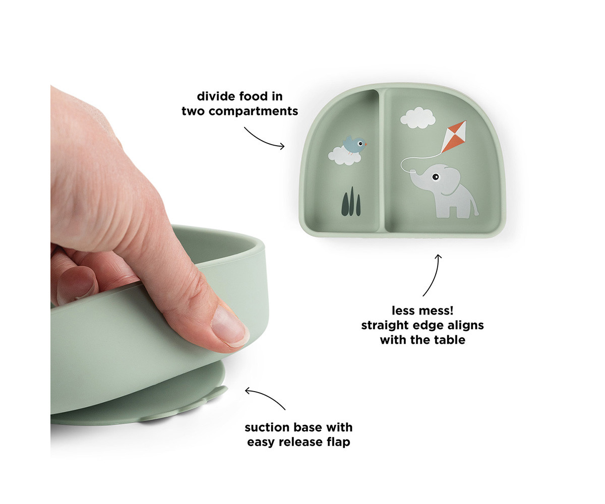 Stick&Stay Plate with Compartments Playground Green