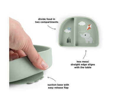 Stick&Stay Plate with Compartments Playground Green