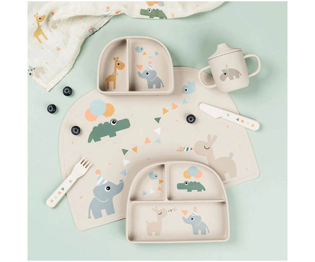 Assiette à Compartiments Stick&Stay Celebration Sand