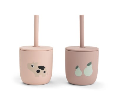 Pack 2 Vasos Silicona con Pajita Tiny Farm Powder