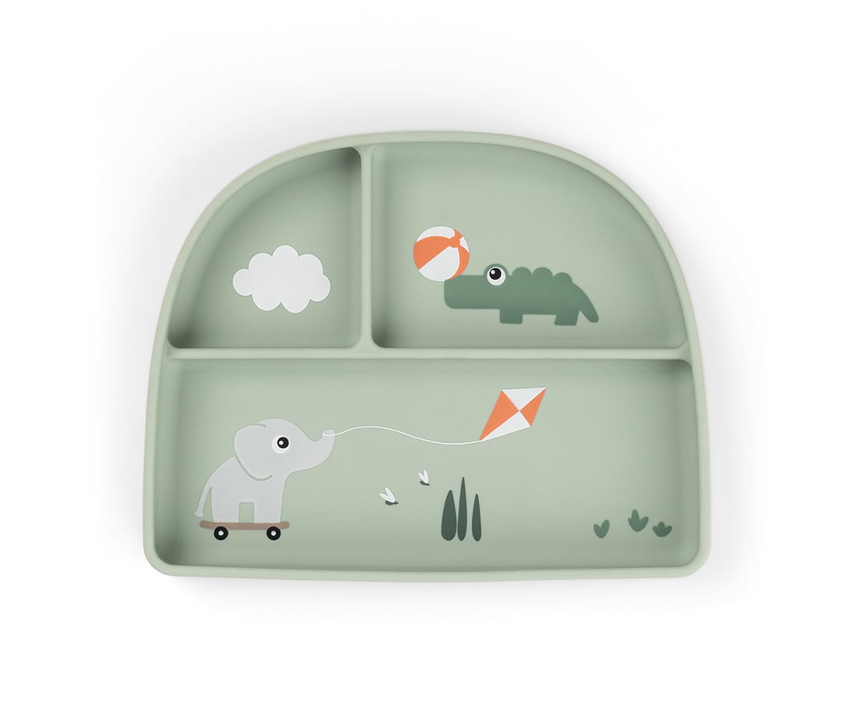Assiette à Compartiments Stick&Stay Playground Green