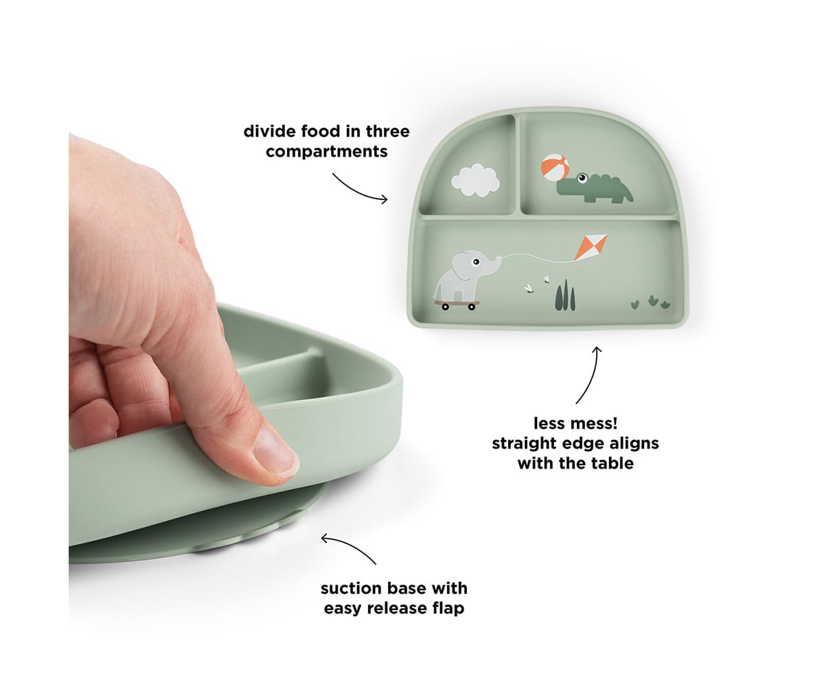 Assiette à Compartiments Stick&Stay Playground Green