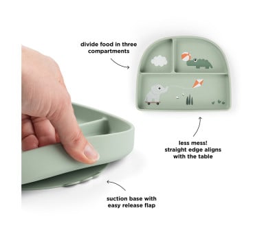 Assiette à Compartiments Stick&Stay Playground Green