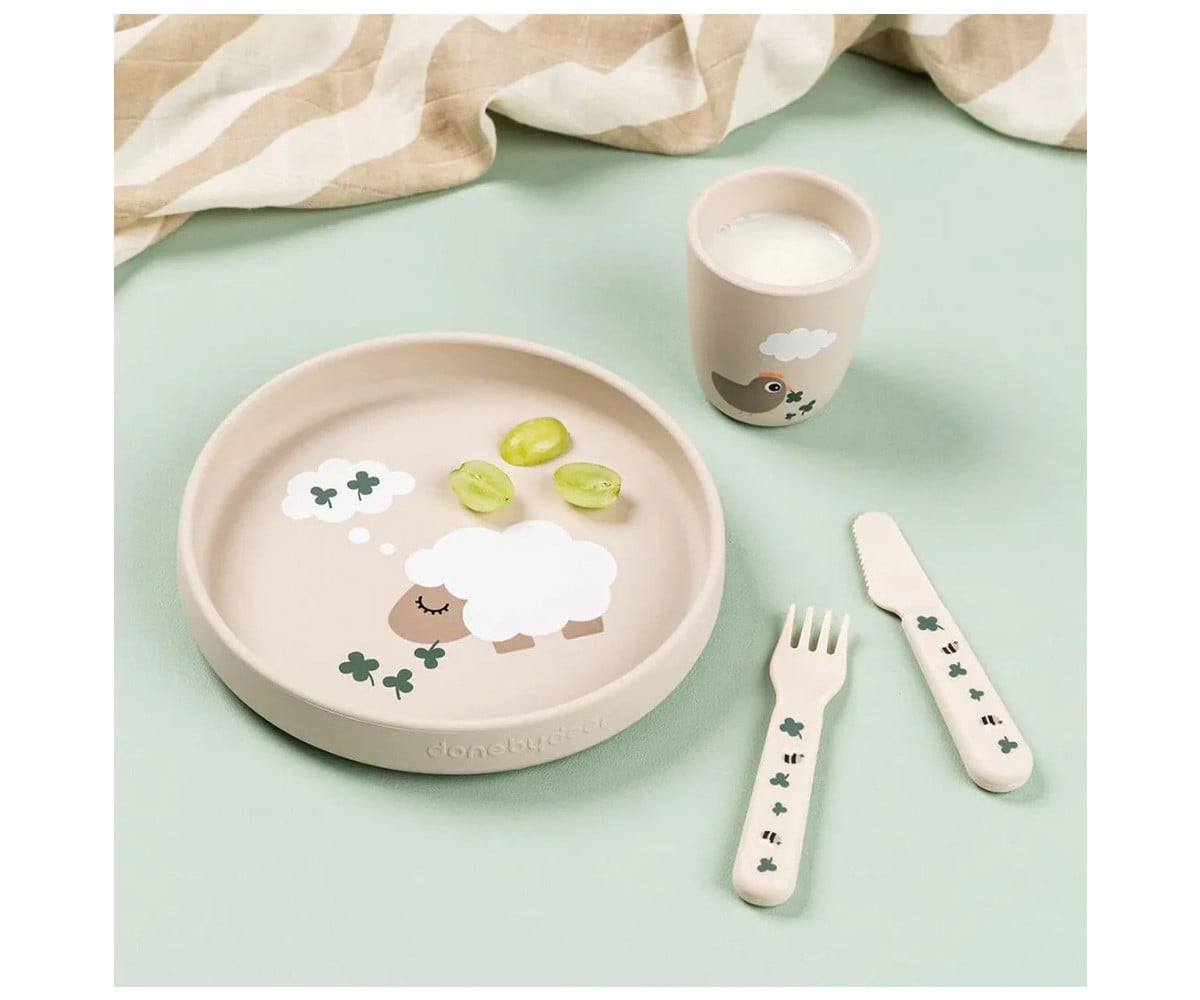 Piatto Antiscivolo Silicone Stick&Stay Tiny Farm Sand