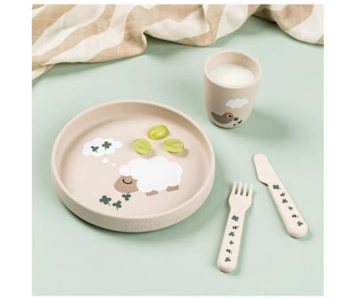 Piatto Antiscivolo Silicone Stick&Stay Tiny Farm Sand