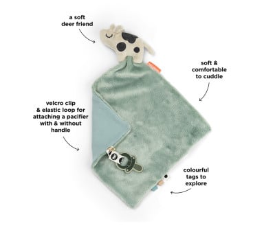 Doudou Attache-Sucette Dotti Blue Personnalisable