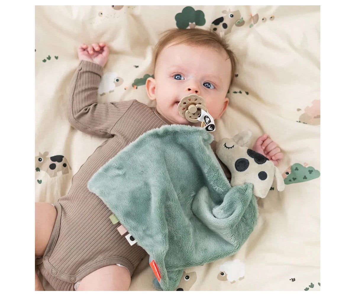 Doudou Attache-Sucette Dotti Blue Personnalisable