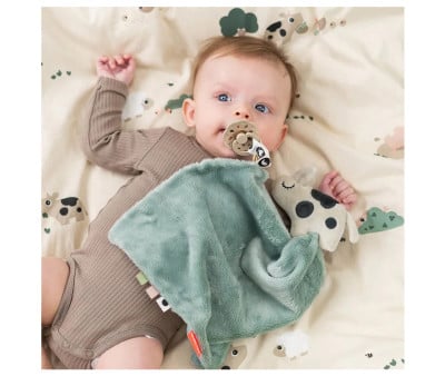 Doudou Attache-Sucette Dotti Blue Personnalisable