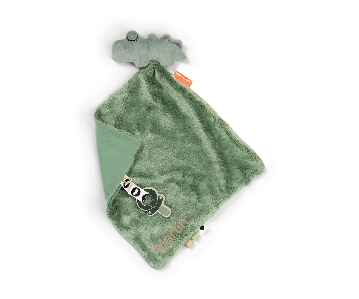 Doudou Attache-Sucette Croco Green Personnalisable