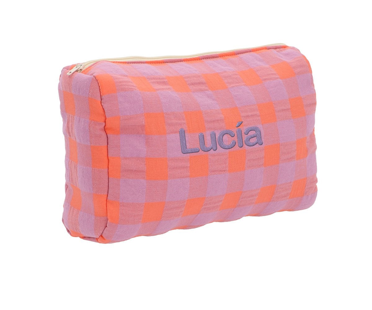 Neceser Acolchado Vichy Lila Personalizable