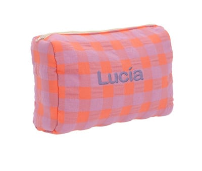 Neceser Acolchado Vichy Lila Personalizable