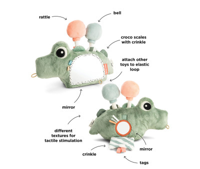 Specchio Tummy Time con Attività Sensoriali Croco Green