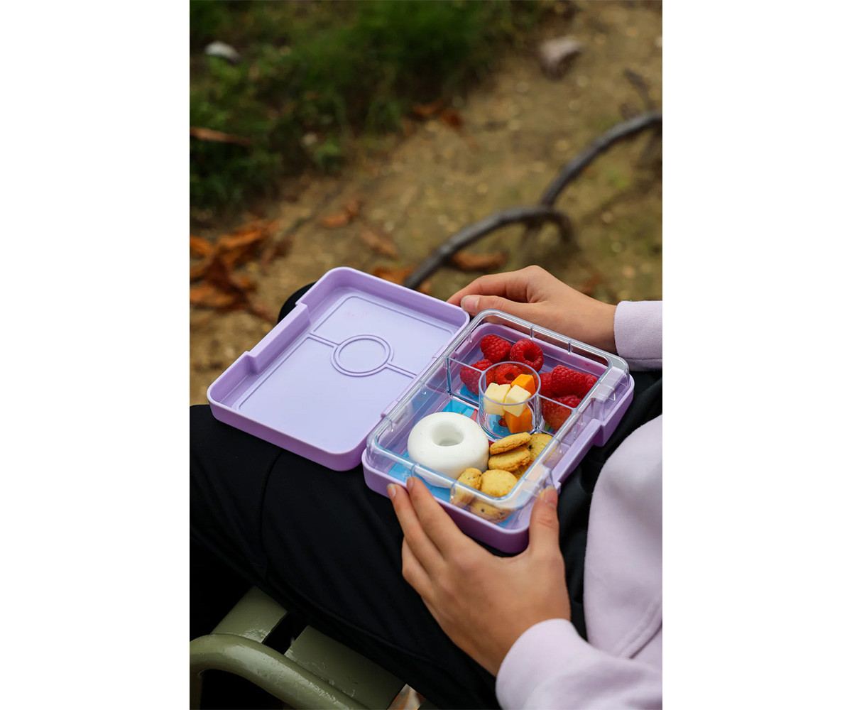 Caja Almuerzo Snack Purple Bandeja Unicornio 3 Compartimentos