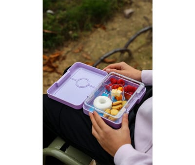 Caja Almuerzo Snack Purple Bandeja Unicornio 3 Compartimentos