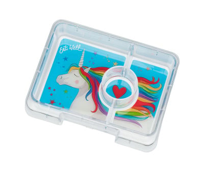 Caja Almuerzo Snack Purple Bandeja Unicornio 3 Compartimentos
