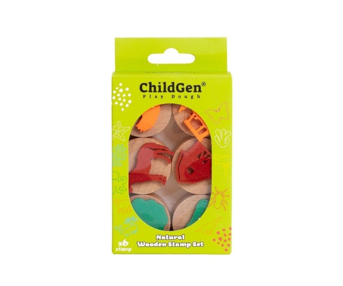 6 Tampons en Bois ChildGen Farm
