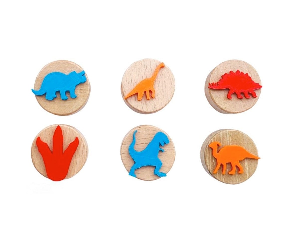 6 Tampons en Bois ChildGen Dinosaurs