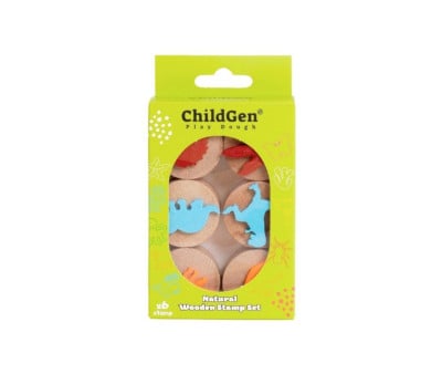 6 Tampons en Bois ChildGen Dinosaurs