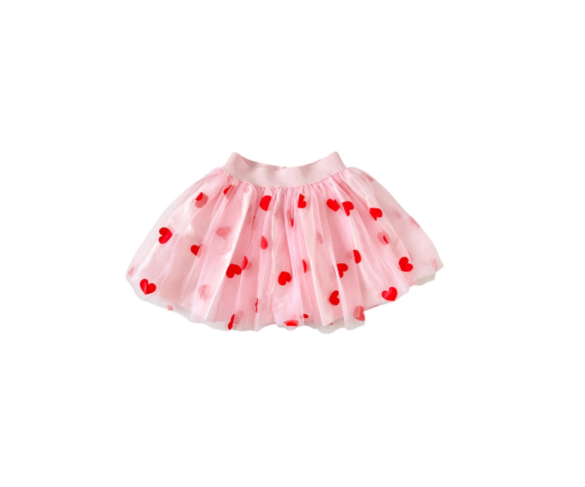 Short Pink Skirt with Red Hearts
