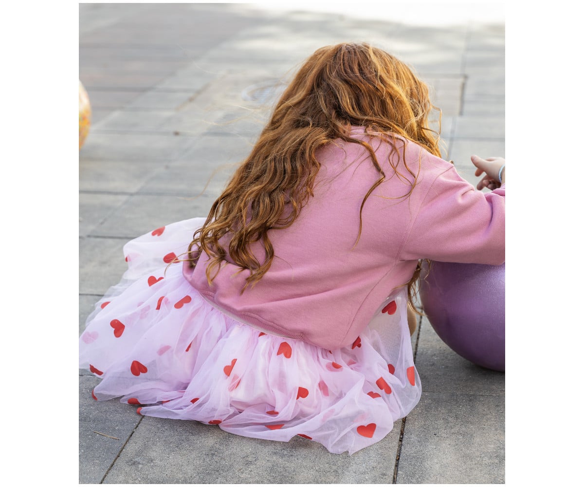Short Pink Skirt with Red Hearts