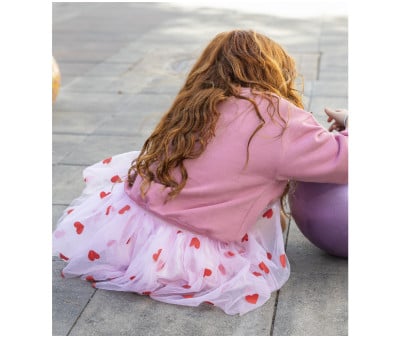 Short Pink Skirt with Red Hearts