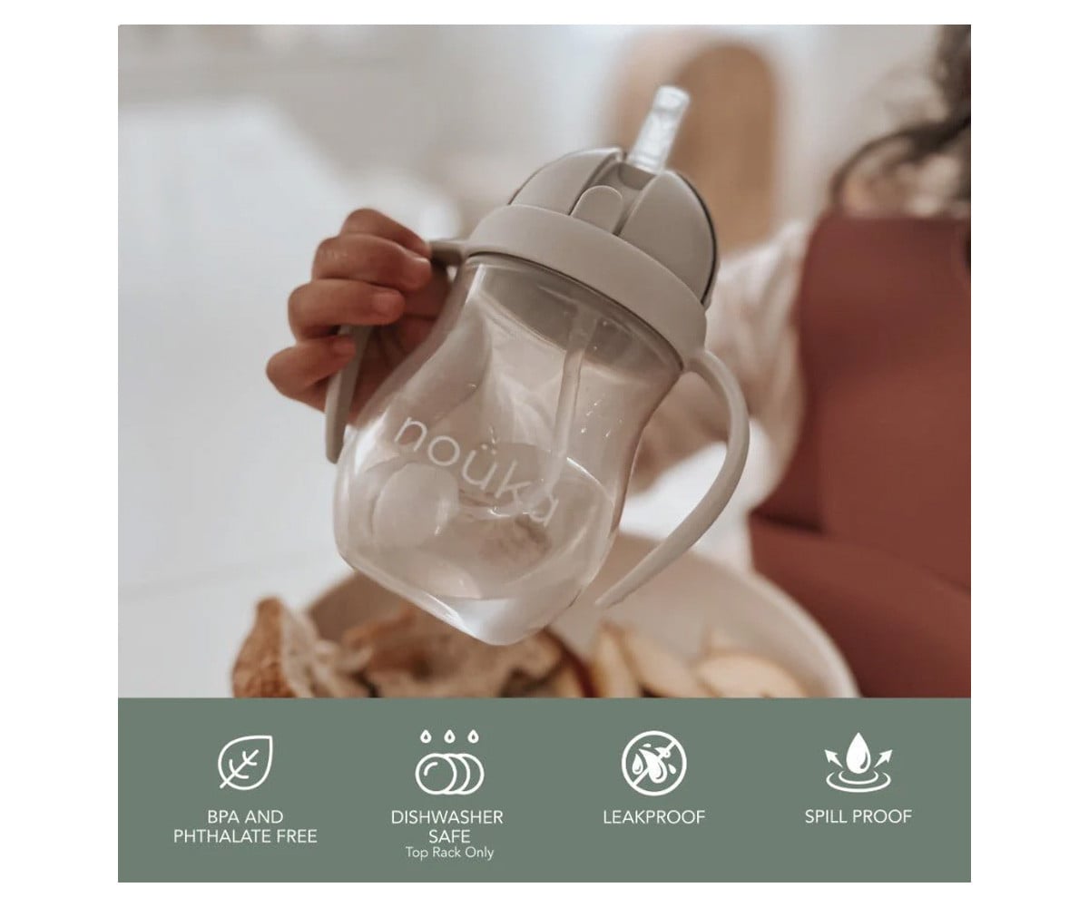 Taza Antiderrame Non-Spill con Pajita Flexible con Peso 240ml Soft Sand