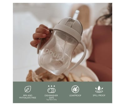 Taza Antiderrame Non-Spill con Pajita Flexible con Peso 240ml Soft Sand