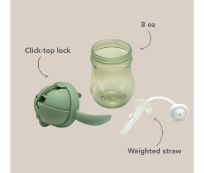 Taza Antiderrame Non-Spill con Pajita Flexible con Peso 240ml Soft Sand