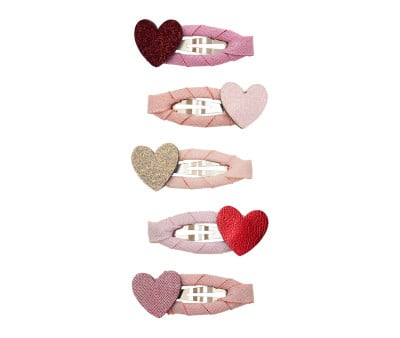 5 Mini Snap Clips Hearts