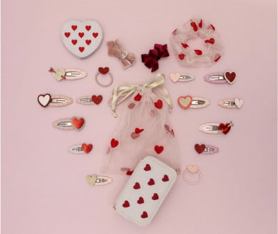 5 Mini Barrettes Clic Clac Hearts