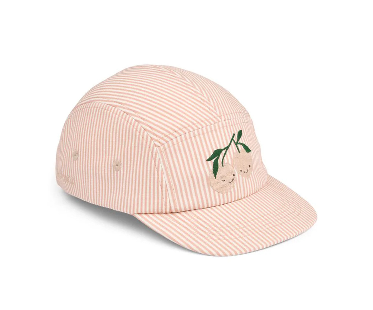 Personalized Rory Seersucker Cap with Visor Stripe Pale Tuscany/Creme de la Creme