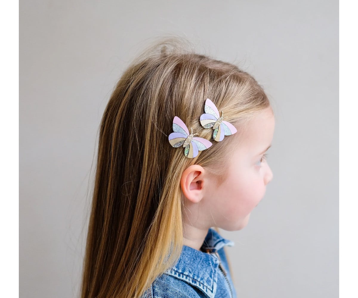 2 Clips Striped Butterfly