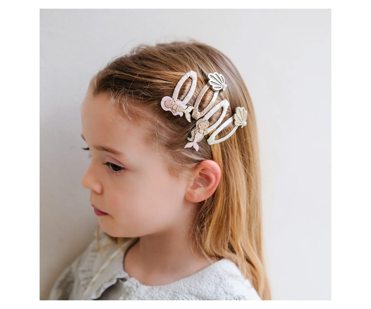 4 Barrettes Clic Clac Mermaid