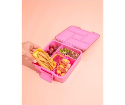 Lancheira Bento 5 Pink Floss Glitter de 5 compartimentos