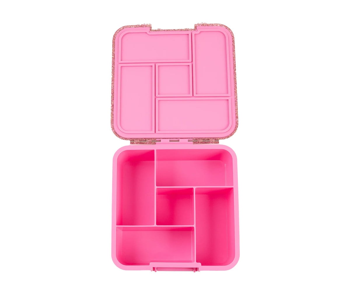 Lancheira Bento 5 Pink Floss Glitter de 5 compartimentos
