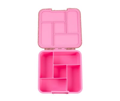 Lancheira Bento 5 Pink Floss Glitter de 5 compartimentos