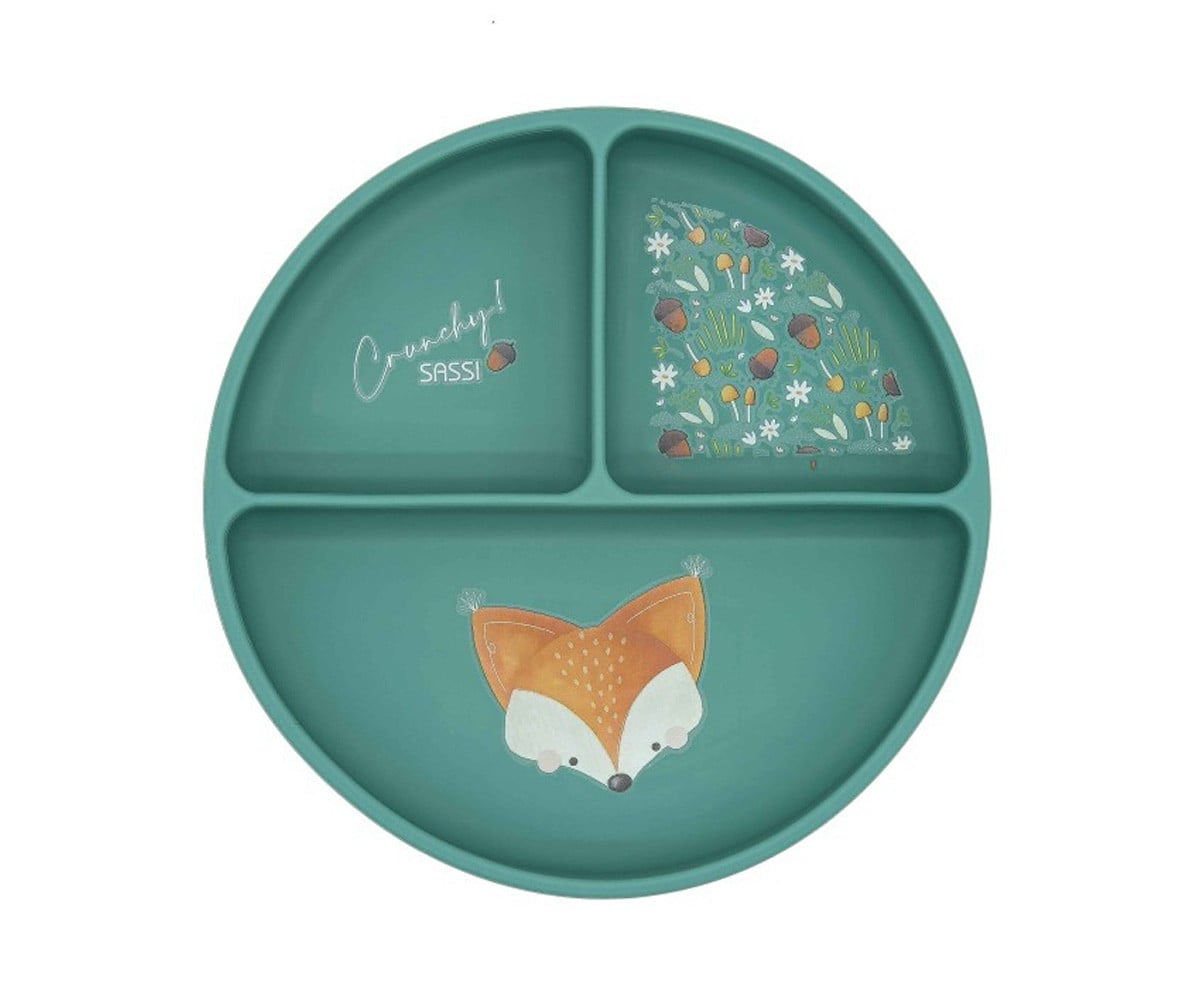 Assiette en Silicone à Compartiments Renard