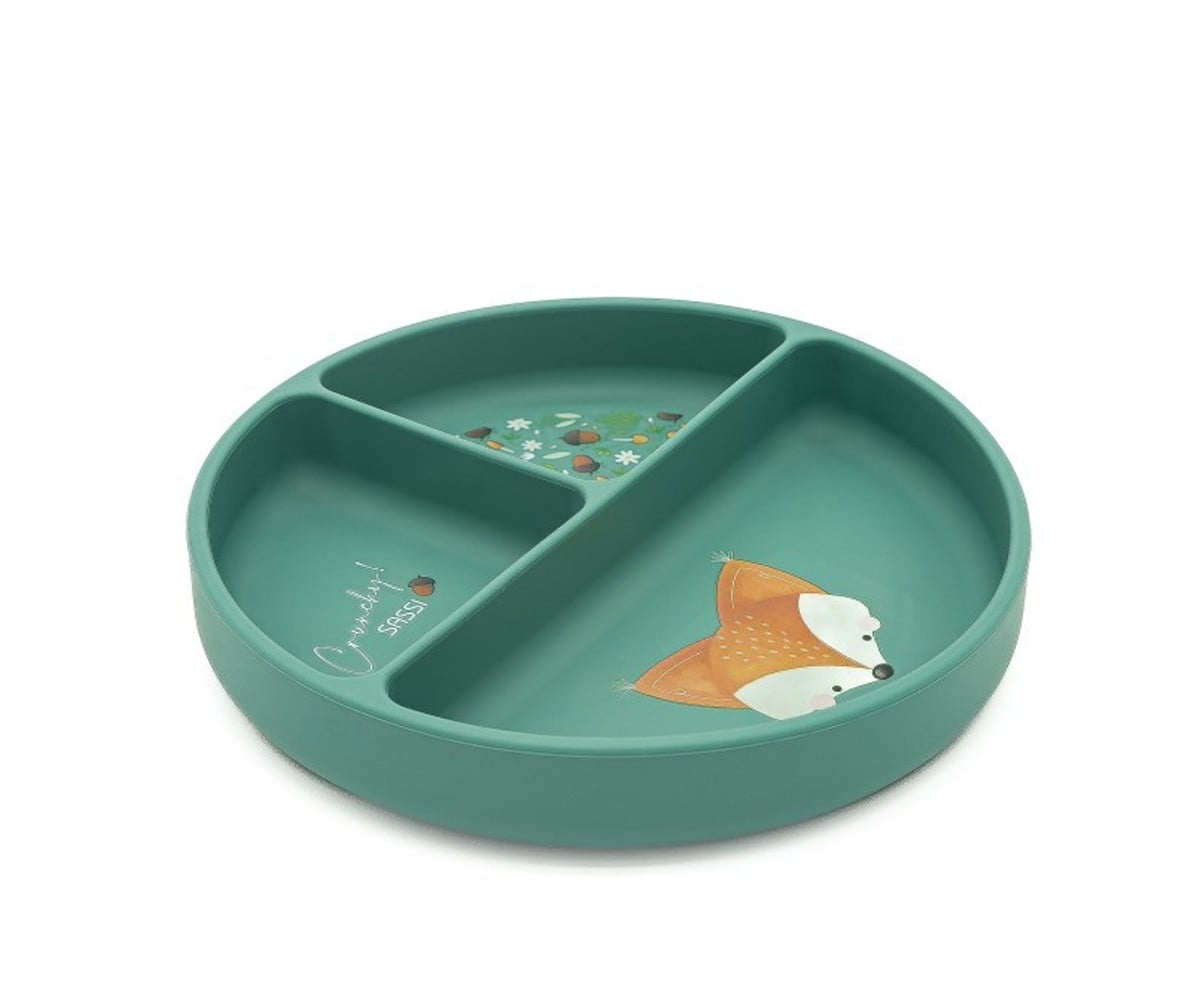 Assiette en Silicone à Compartiments Renard