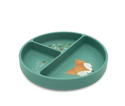 Assiette en Silicone à Compartiments Renard