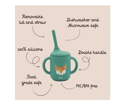 Tasse en Silicone avec Paille Renard 120 ml