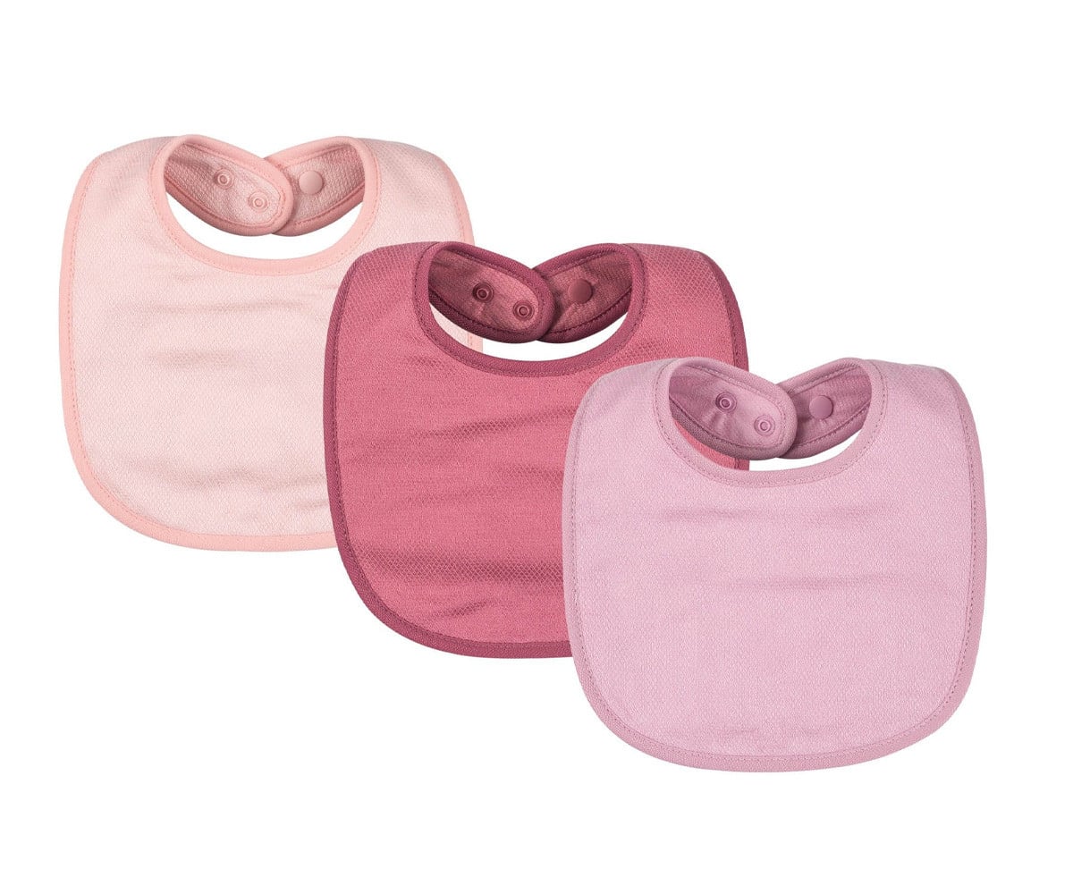 Pack of 3 Round Kaffle Bibs Pink/Burgundy/Purple
