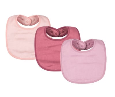 Pack of 3 Round Kaffle Bibs Pink/Burgundy/Purple