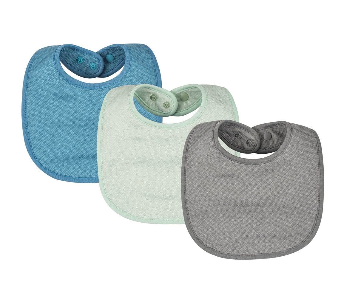 Lot de 3 Bavoirs Ronds en Kaffle Denim/Menthe/Gris